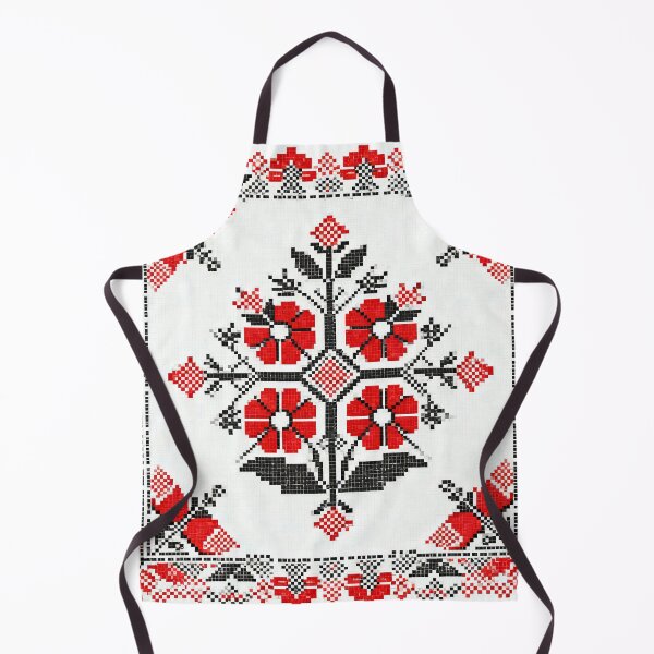 Item preview, Traditional Romanian Embroidery Pattern – Red and Black Folk Floral Cross-Stitch Design designed and sold by Maximilianos.
