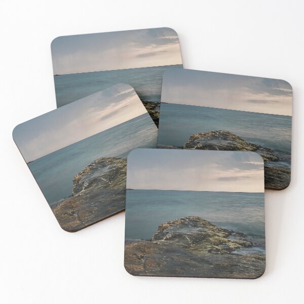 Item preview, Serene Rocky Seascape At Sunset With Turquoise Water And Weathered Jetty designed and sold by Nmallia.