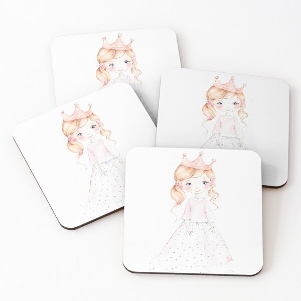 Item preview, Adorable Watercolor Princess Girl in Pink Dress Print designed and sold by LanaGustavsson.