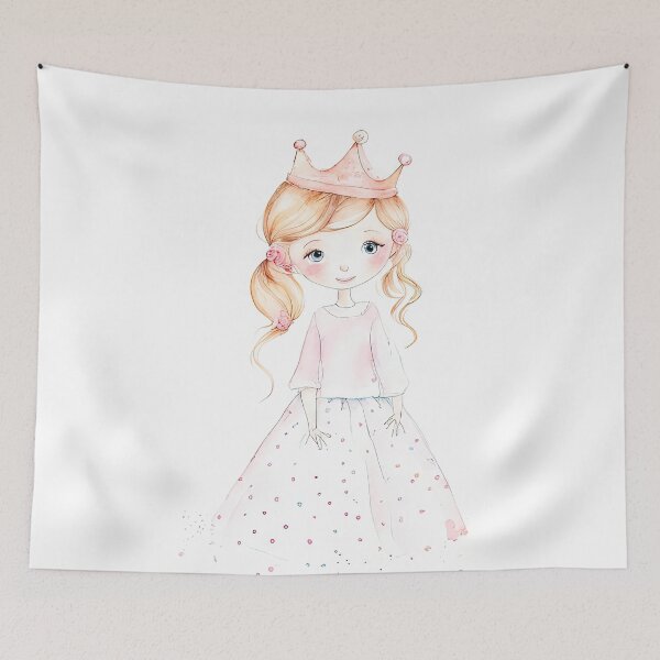 Item preview, Adorable Watercolor Princess Girl in Pink Dress Print designed and sold by LanaGustavsson.