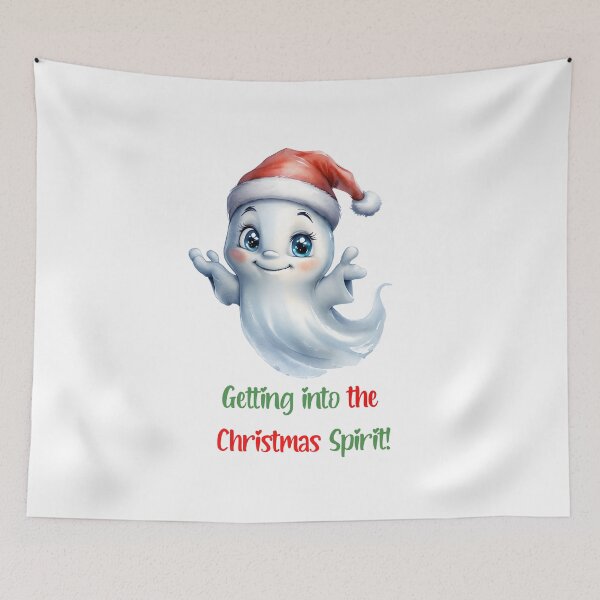 Item preview, Cute Ghost Getting into the Christmas Spirit designed and sold by ArtisticDesignsbyLinda.