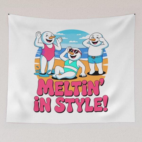 Item preview, Sunny Beach Fun with Smiling Snowmen designed and sold by SplashTastic.