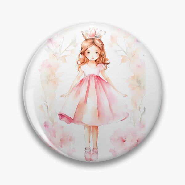 Item preview, Adorable Watercolor Princess Girl in Pink Dress Print designed and sold by LanaGustavsson.