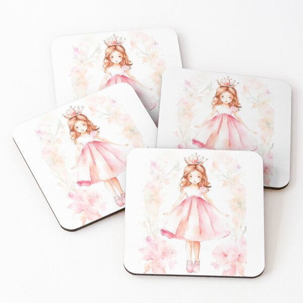 Item preview, Adorable Watercolor Princess Girl in Pink Dress Print designed and sold by LanaGustavsson.