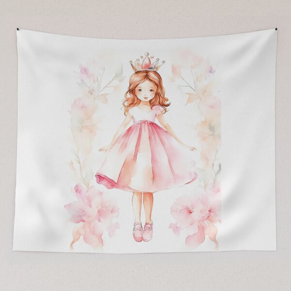 Item preview, Adorable Watercolor Princess Girl in Pink Dress Print designed and sold by LanaGustavsson.