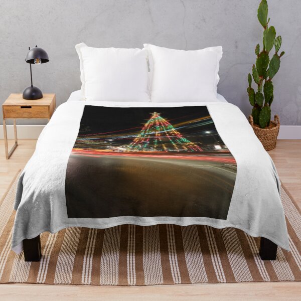 Item preview, Festive Christmas Tree With Bright Multicolor Lights and Star Top in Night City Square designed and sold by Nmallia.