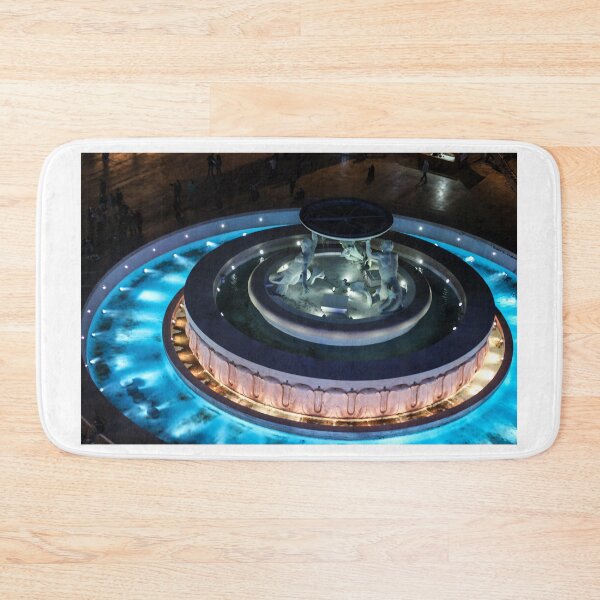 Item preview, Nighttime Circular Fountain With Sculpted Figures, Blue Lighting, And Central Statue Ring designed and sold by Nmallia.