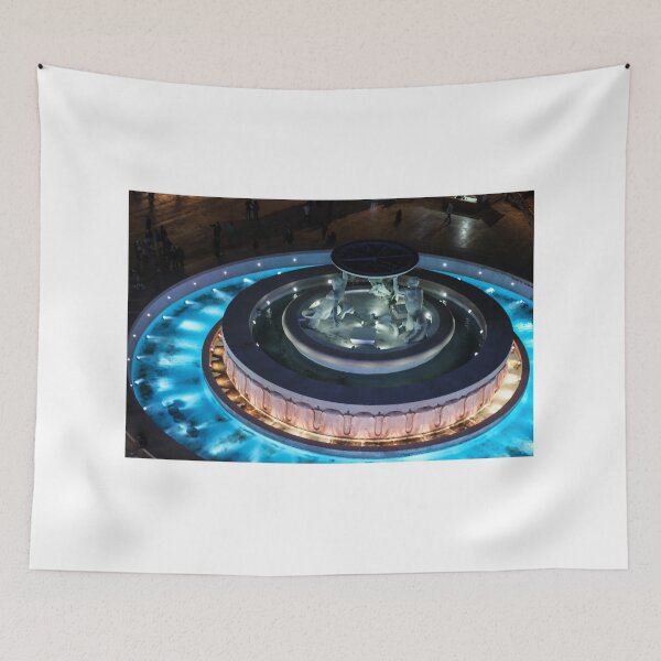 Item preview, Nighttime Circular Fountain With Sculpted Figures, Blue Lighting, And Central Statue Ring designed and sold by Nmallia.