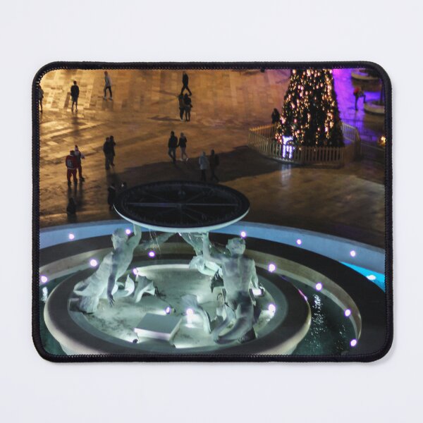 Item preview, Festive Night At Public Square With Christmas Tree, Fountain, And Illuminated Stalls designed and sold by Nmallia.