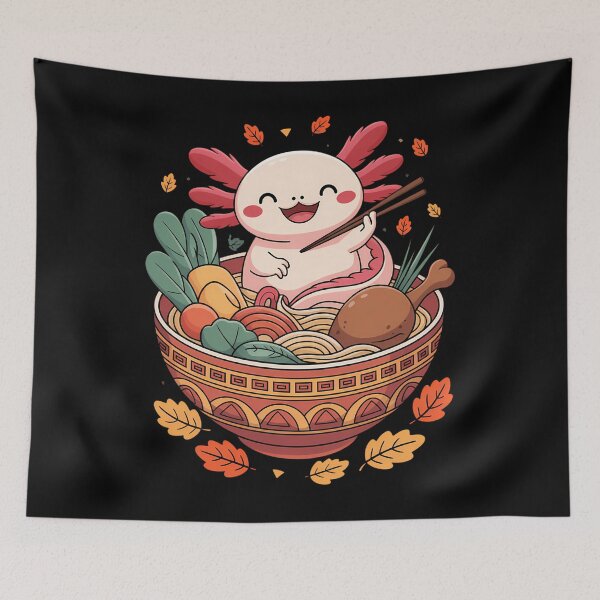 Item preview, Cute Axolotl Eating Ramen Thanksgiving Fall designed and sold by aidenpier.