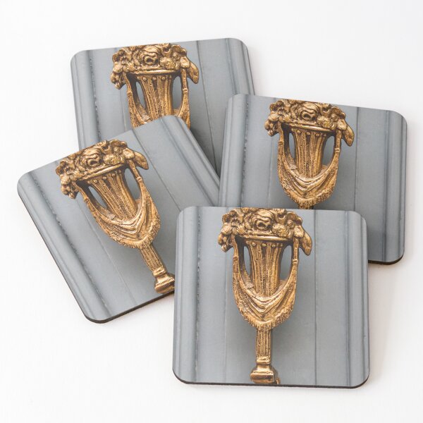 Item preview, Elegant Gold Brass Door Knocker With Floral Ornament On Blue Front Door designed and sold by Nmallia.
