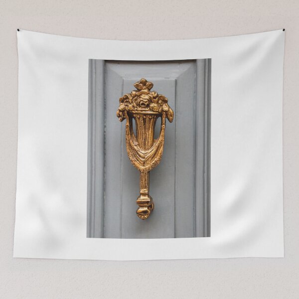 Item preview, Elegant Gold Brass Door Knocker With Floral Ornament On Blue Front Door designed and sold by Nmallia.