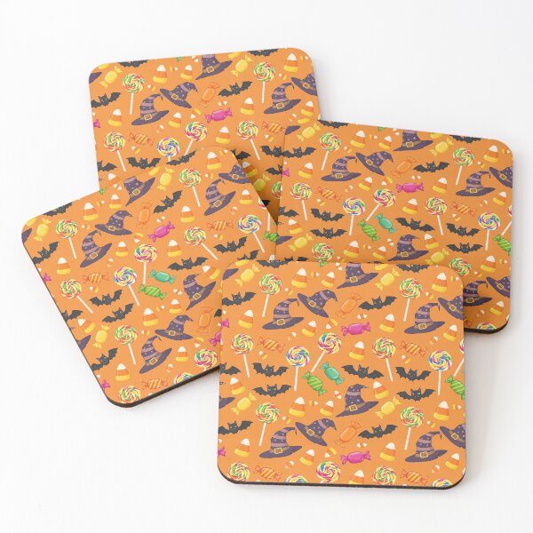 Item preview, Halloween sweets and witch hats pattern designed and sold by AnnArtshock.