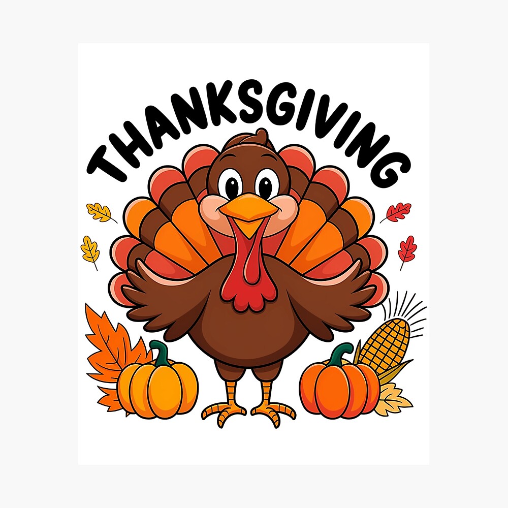 Let's be Grateful Turkey Thanksgiving Poster