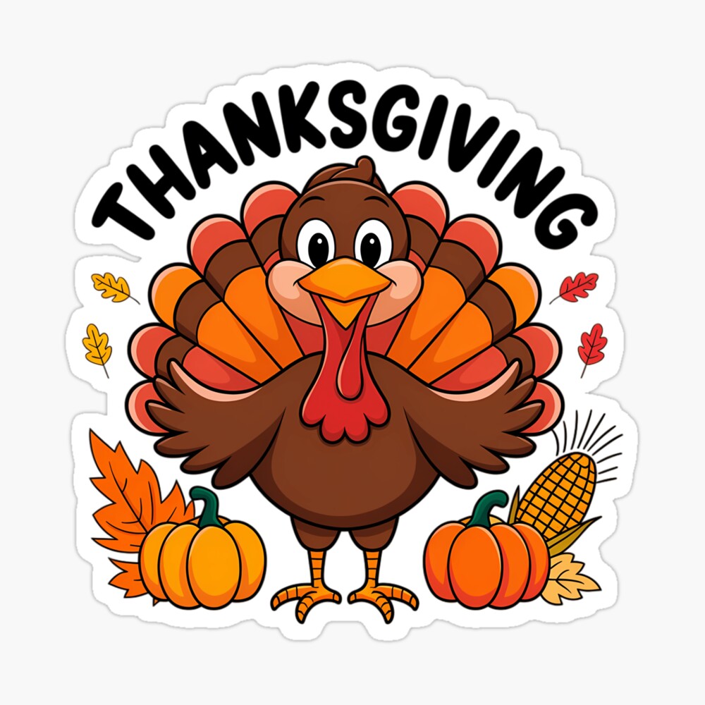 Let's be Grateful Turkey Thanksgiving Poster