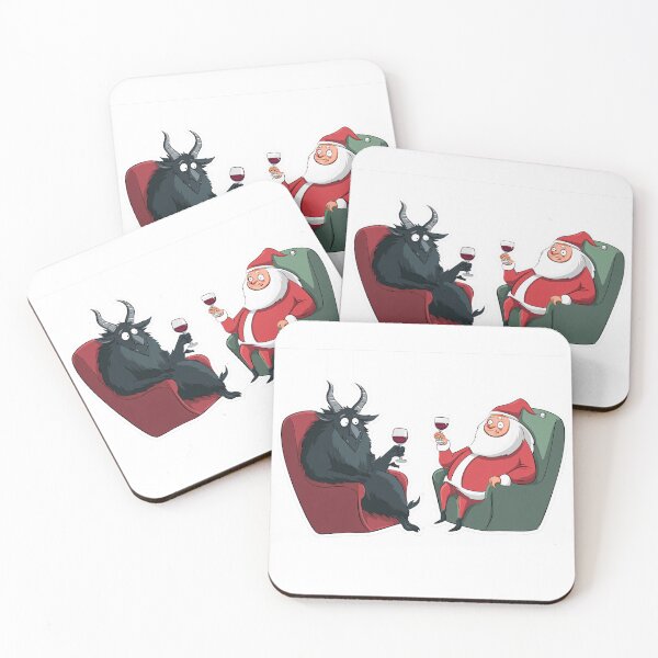 Item preview, Santa and Krampus Sharing Wine designed and sold by SleekLineSketches.