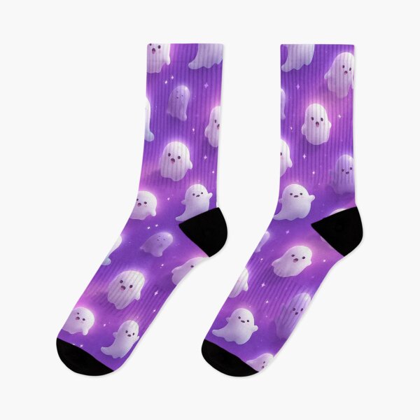 Item preview, Seamless Halloween Pattern with Cute Floating Ghosts on Purple designed and sold by Wall Hues.