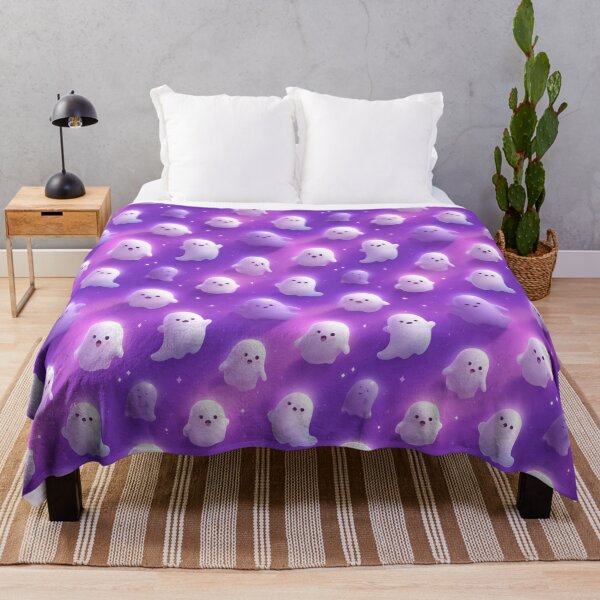 Item preview, Seamless Halloween Pattern with Cute Floating Ghosts on Purple designed and sold by Wall Hues.