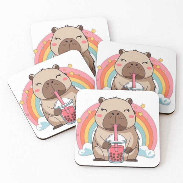 Artikelvorschau, Süßer Bär trinkt Bubble Tea | Kawaii Rainbow Boba Art entworfen und verkauft von AesthinkArt.