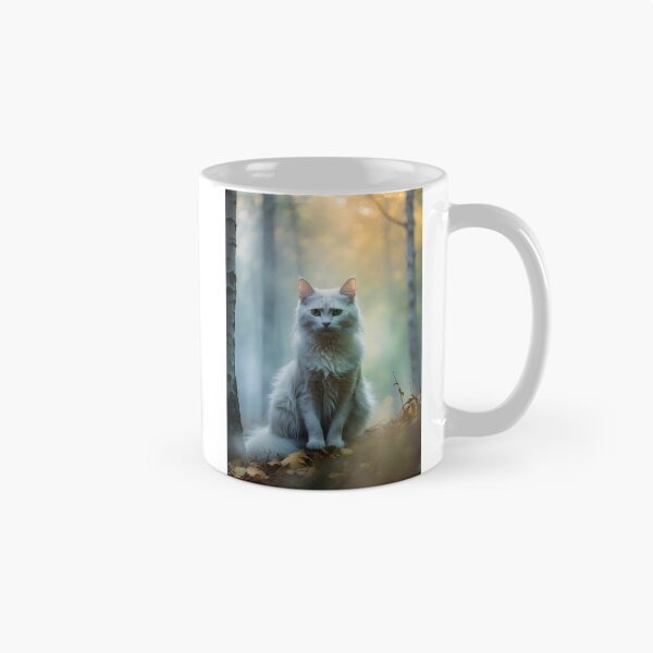 Item preview, Enchanted Cat in Misty Birch Trees | Atmospheric Autumn Print designed and sold by Valeree Store.