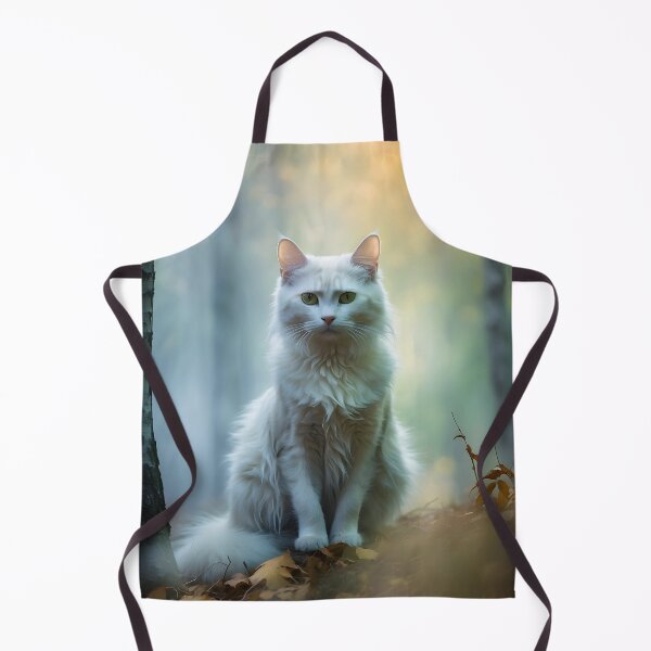 Aperçu de l'œuvre Chat enchanté dans les bouleaux brumeux | Impression d'automne atmosphérique créée et vendue par Valeree Store.