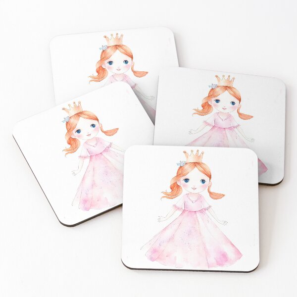 Item preview, Adorable Watercolor Princess Girl in Pink Dress Print designed and sold by LanaGustavsson.