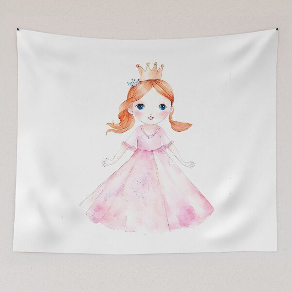 Item preview, Adorable Watercolor Princess Girl in Pink Dress Print designed and sold by LanaGustavsson.