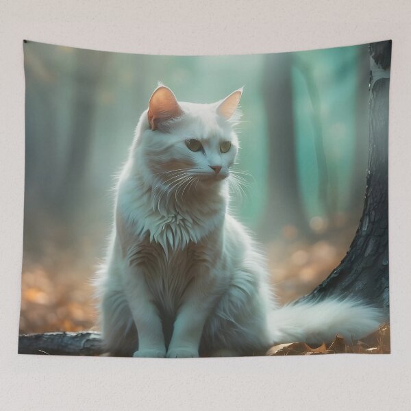 Item preview, Solitary Cat in Watercolor Mist | Dreamy Woodland Art Poster designed and sold by Valeree Store.