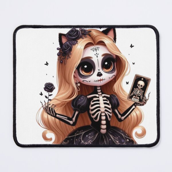 Item preview, Cute Halloween Girl Skeleton | Spooky Kawaii Cat Witch Art designed and sold by AesthinkArt.