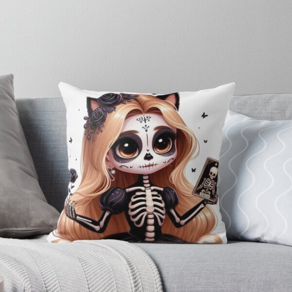Item preview, Cute Halloween Girl Skeleton | Spooky Kawaii Cat Witch Art designed and sold by AesthinkArt.