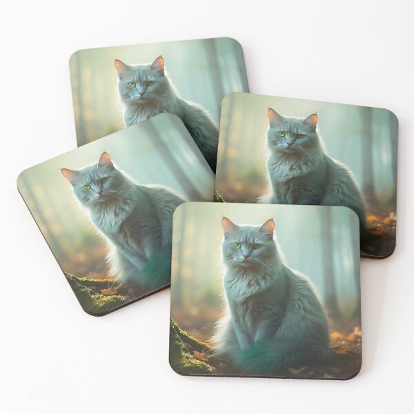 Item preview, Cat in Foggy Silver Birch Forest | Moody Autumn Photography designed and sold by Valeree Store.