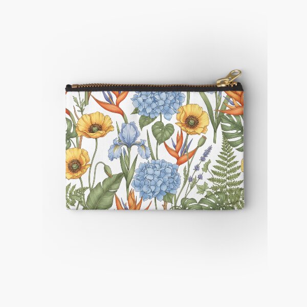 Item preview, Seamless Pattern – Bird of Paradise, Hydrangea, and Welsh Poppy Flowers on White designed and sold by HolmeProud.