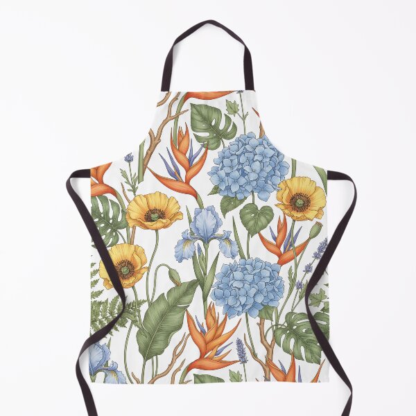 Item preview, Seamless Pattern – Bird of Paradise, Hydrangea, and Welsh Poppy Flowers on White designed and sold by HolmeProud.