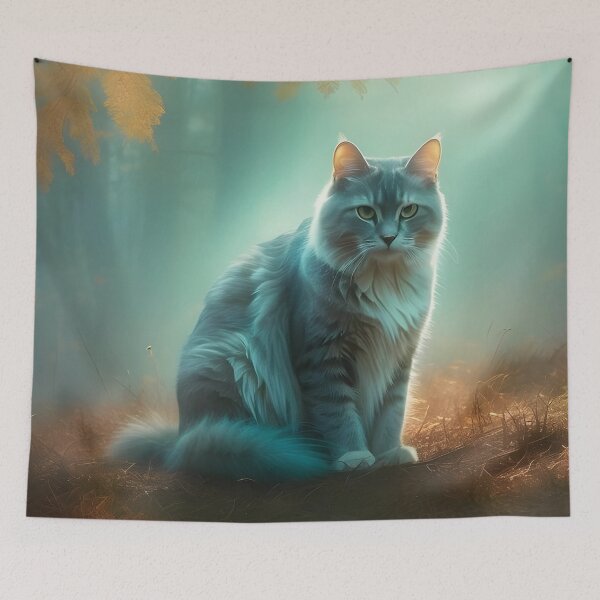 Item preview, Otherworldly Cat in Autumn Mist | Enchanted Forest Artwork designed and sold by Valeree Store.