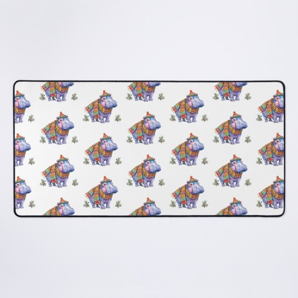 Item preview, Christmas Hippo in Scarf and Hat – Whimsical Winter Animal Art designed and sold by Maryna_Reine.