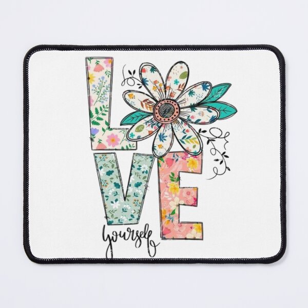 Item preview, floral love yourself inspirational quote design designed and sold by AesthinkArt.