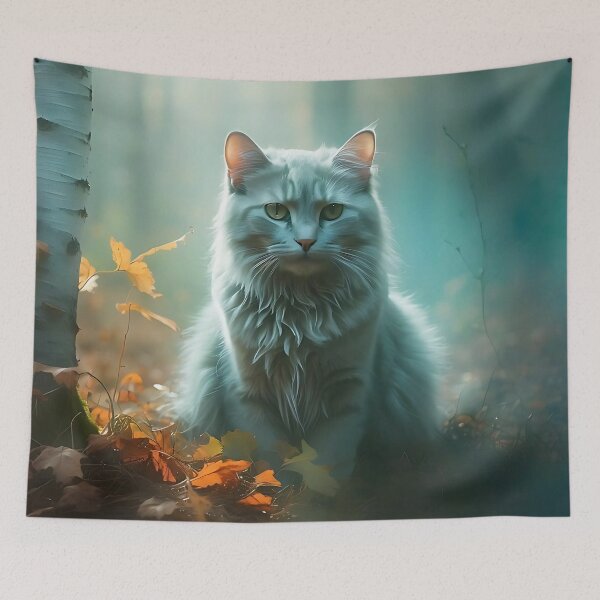 Item preview, Ethereal Cat in Fog | Vintage Watercolor-Style Forest Scene designed and sold by Valeree Store.