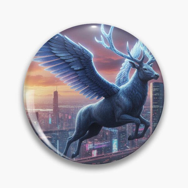 Item preview, Cyberpunk Winged Stag at Sunset designed and sold by CARTOON CRAZE.