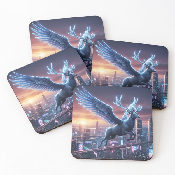 Item preview, Cyberpunk Winged Stag at Sunset designed and sold by CARTOON CRAZE.