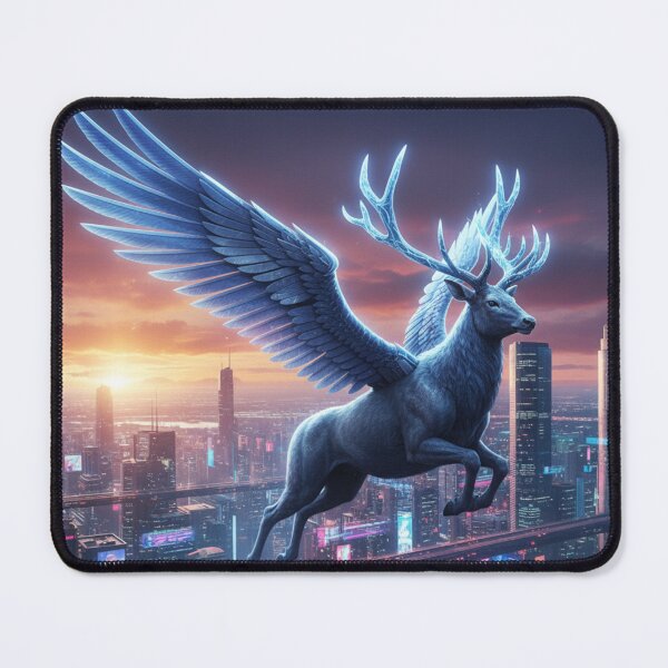 Item preview, Cyberpunk Winged Stag at Sunset designed and sold by CARTOON CRAZE.