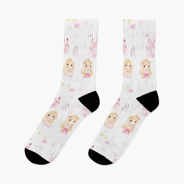 Item preview, Two Adorable Watercolor Princesses & Fairytale Castle Print designed and sold by LanaGustavsson.