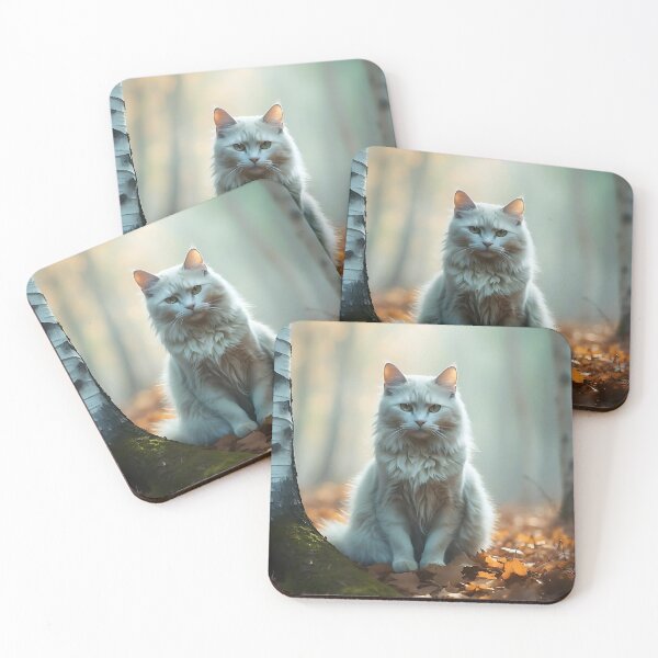 Item preview, Enchanted Cat in Mist | Cinematic Autumn Birch Atmosphere designed and sold by Valeree Store.