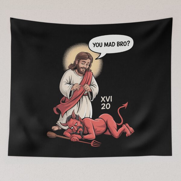 Item preview, Jesus asks satan fun joke designed and sold by waazwee6.