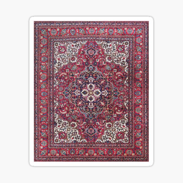 Item preview, North Persian Red and Blue Antique Carpet Print designed and sold by Vicky Brago-Mitchell®.