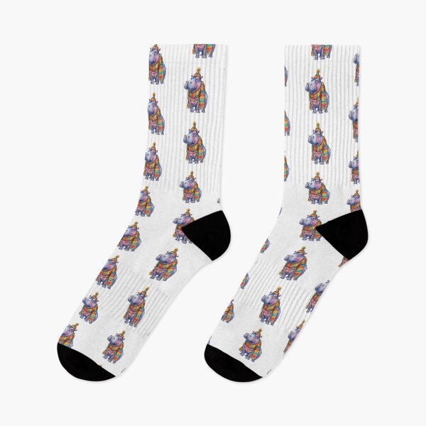 Item preview, Christmas Hippo in Scarf and Hat – Whimsical Winter Animal Art designed and sold by Maryna_Reine.