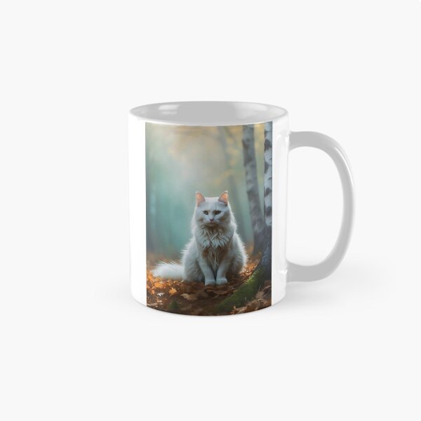 Item preview, Solitary Cat in Foggy Autumn Birch | Enchanted Woodland Poster designed and sold by Valeree Store.