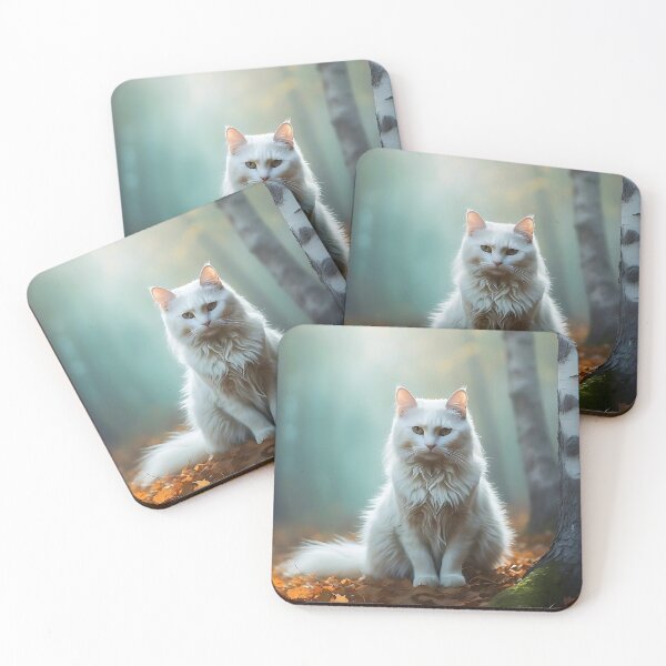 Item preview, Solitary Cat in Foggy Autumn Birch | Enchanted Woodland Poster designed and sold by Valeree Store.