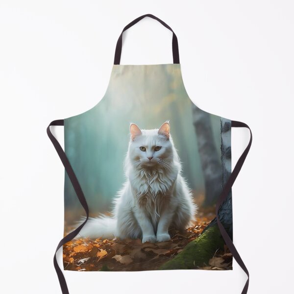 Aperçu de l'œuvre Chat solitaire dans un bouleau brumeux en automne | Affiche Forêt enchantée créée et vendue par Valeree Store.