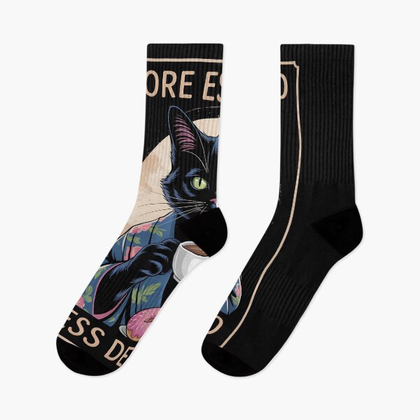 Item preview, More Espresso Less Depresso Japanese Funny Cat Lovers designed and sold by waazwee6.