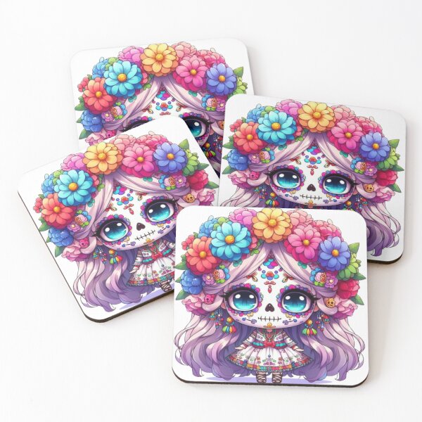 Artikelvorschau, ? Kawaii Sugar Skull Girl – Bunte Kunst zum Tag der Toten ? entworfen und verkauft von AesthinkArt.